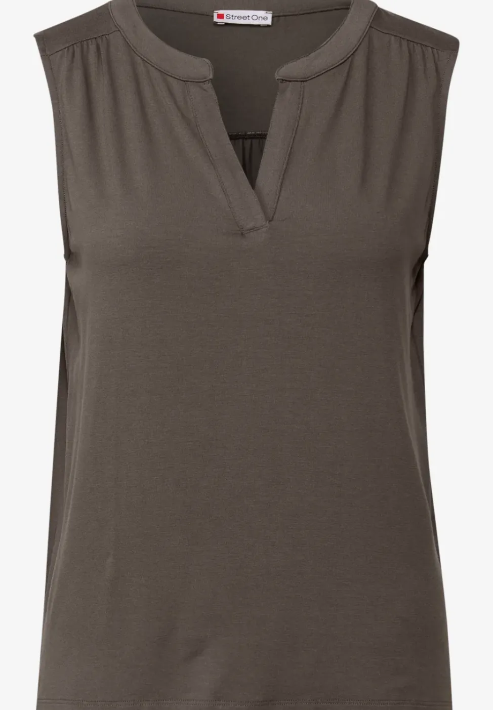 Tricot top met gespleten hals