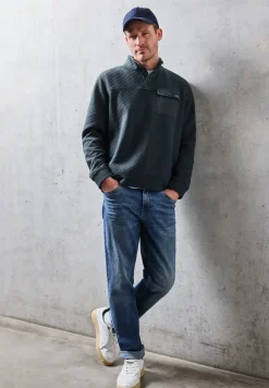 Troyer structuursweatshirt
