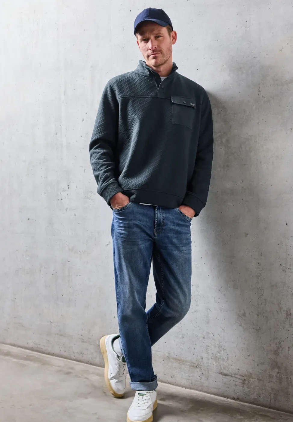 Troyer structuursweatshirt