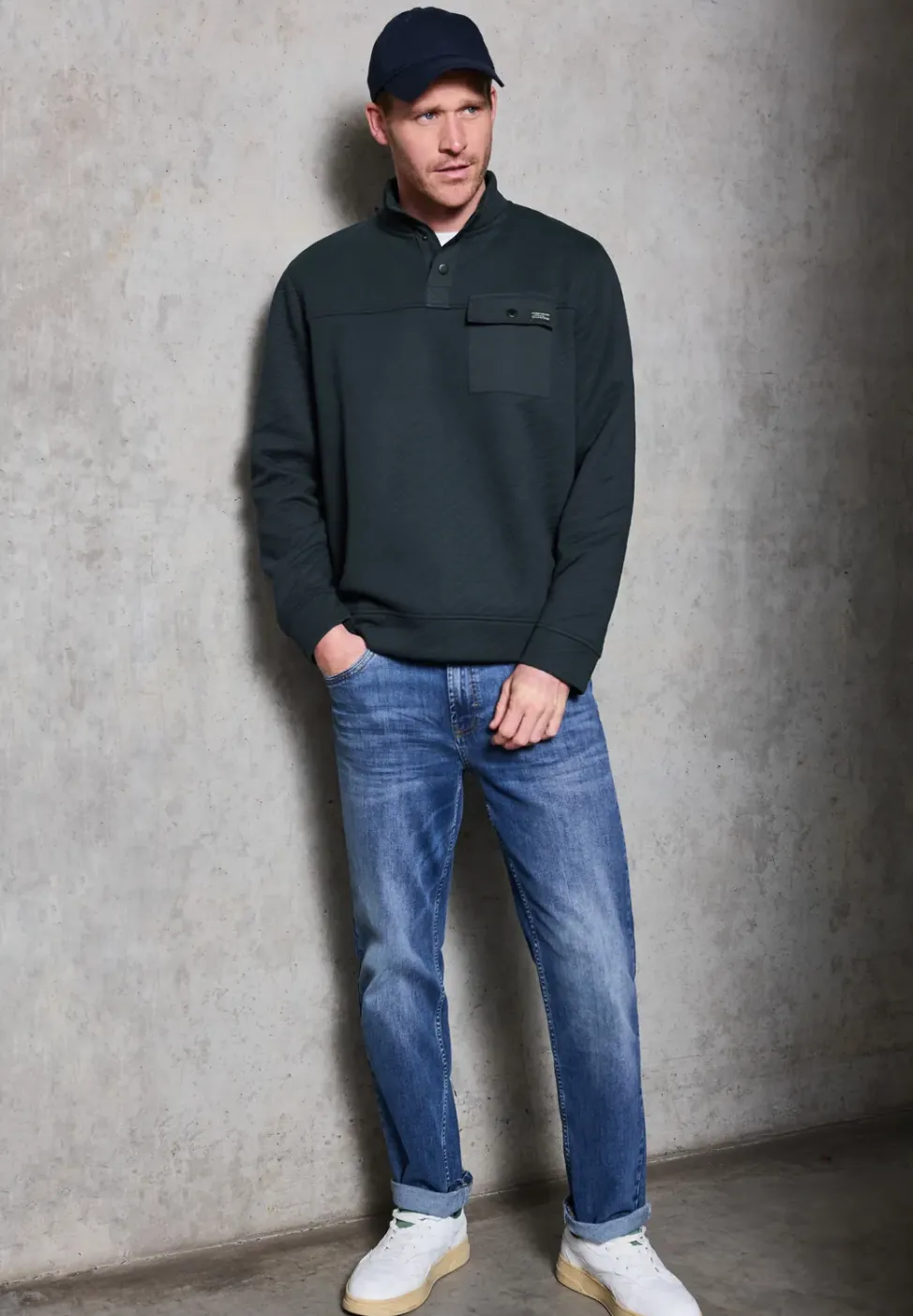 Troyer structuursweatshirt