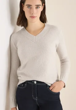 Trui met bouclé V-hals