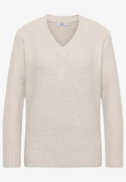Trui met bouclé V-hals