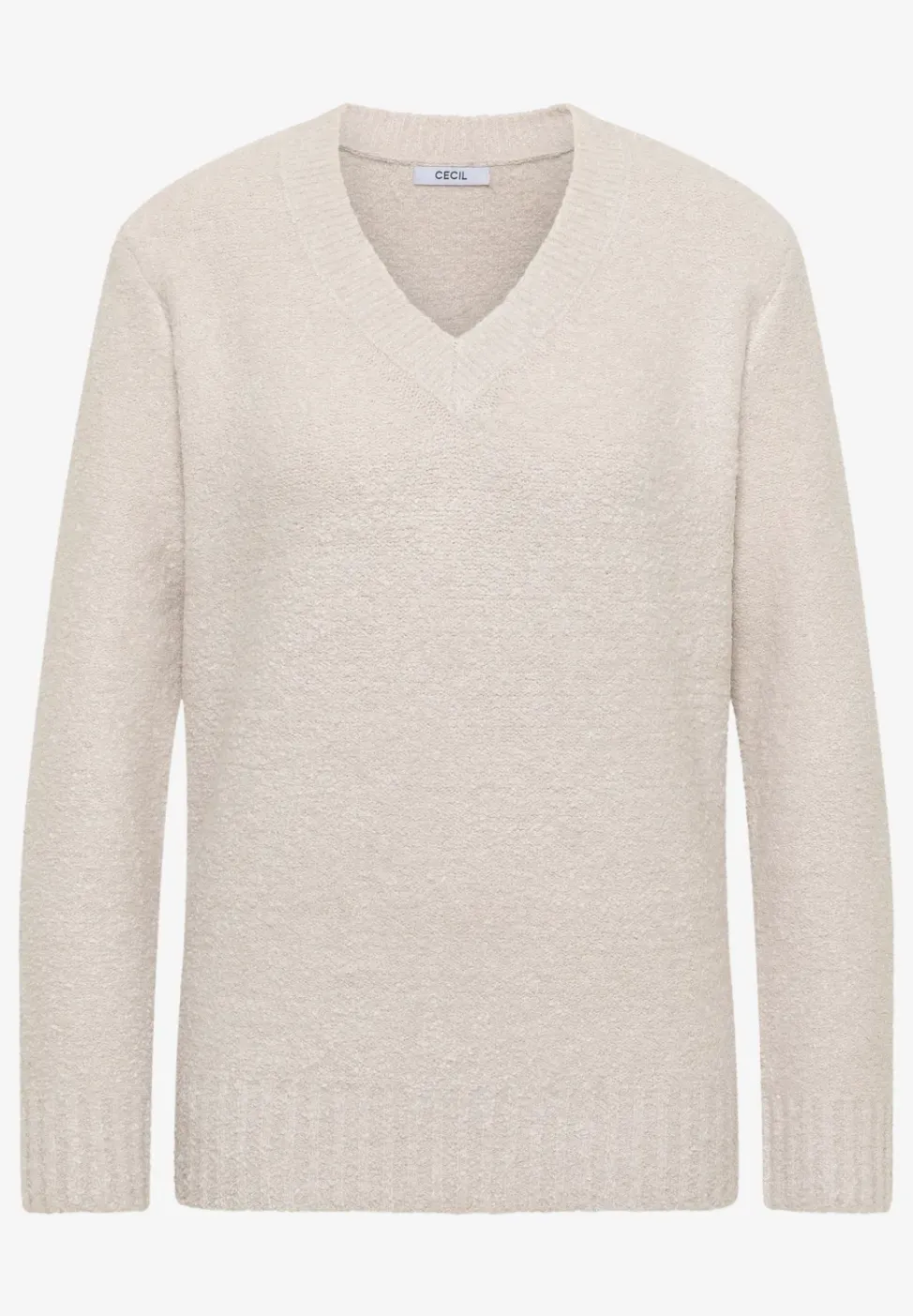 Trui met bouclé V-hals