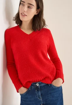 Trui met bouclé V-hals
