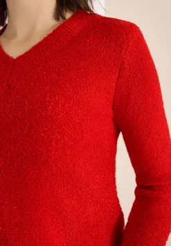 Trui met bouclé V-hals