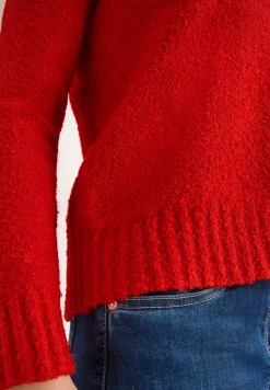 Trui met bouclé V-hals