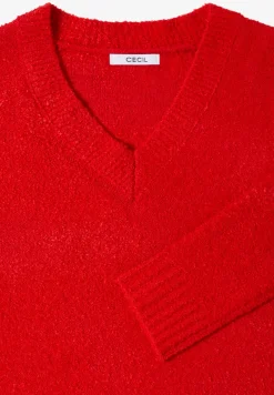 Trui met bouclé V-hals