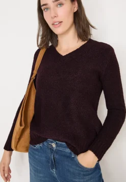 Trui met bouclé V-hals