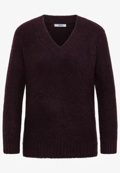Trui met bouclé V-hals