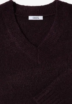 Trui met bouclé V-hals