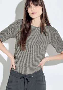 T-shirt met gemêleerde strepen