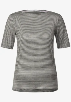T-shirt met gemêleerde strepen