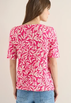 T-shirt met V-hals en bloemenprint