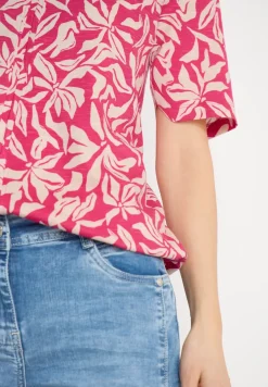 T-shirt met V-hals en bloemenprint
