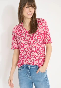 T-shirt met V-hals en bloemenprint