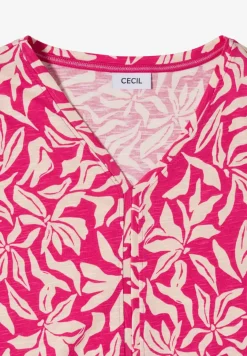 T-shirt met V-hals en bloemenprint