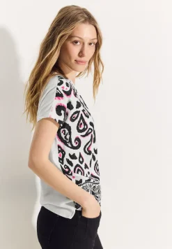 T-shirt in materiaalmix
