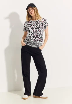 T-shirt in materiaalmix