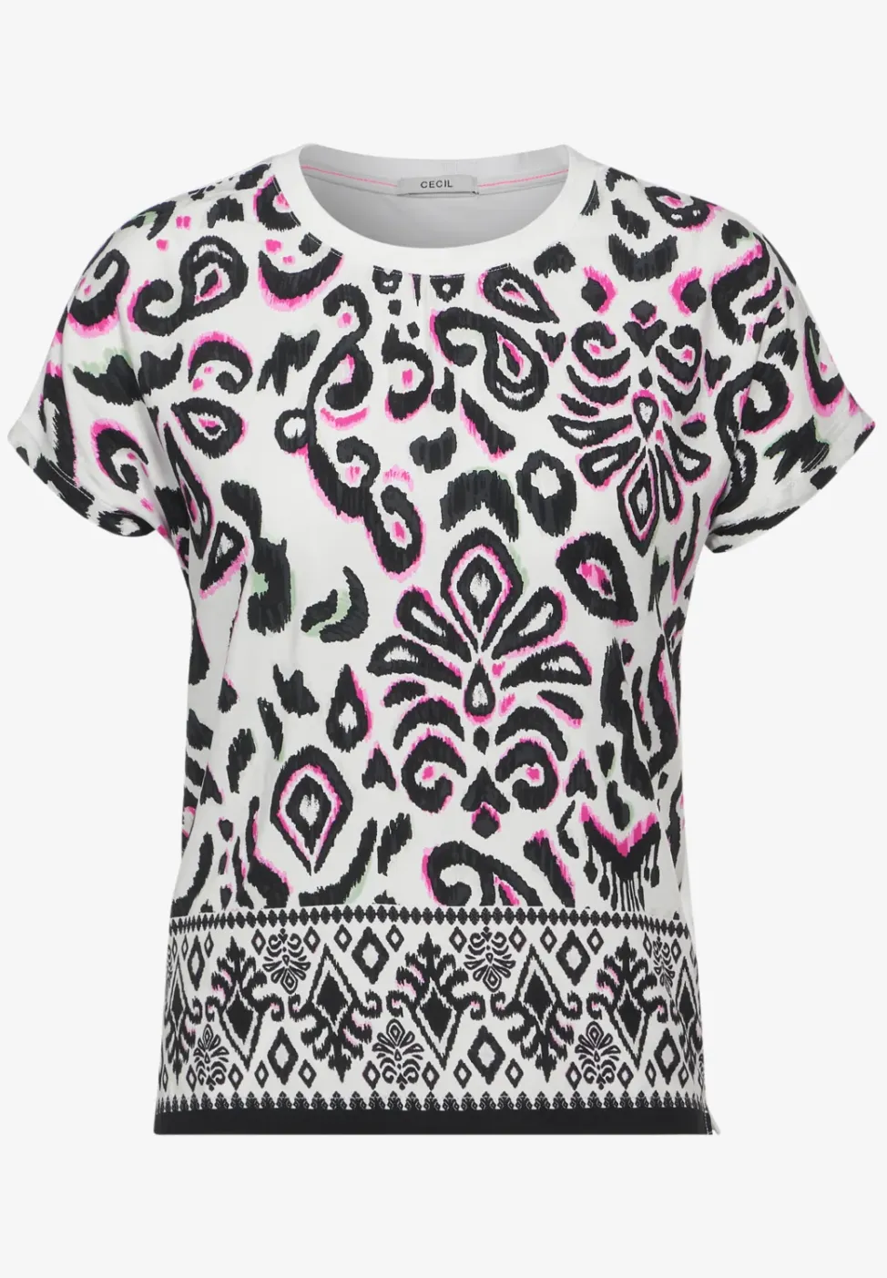 T-shirt in materiaalmix
