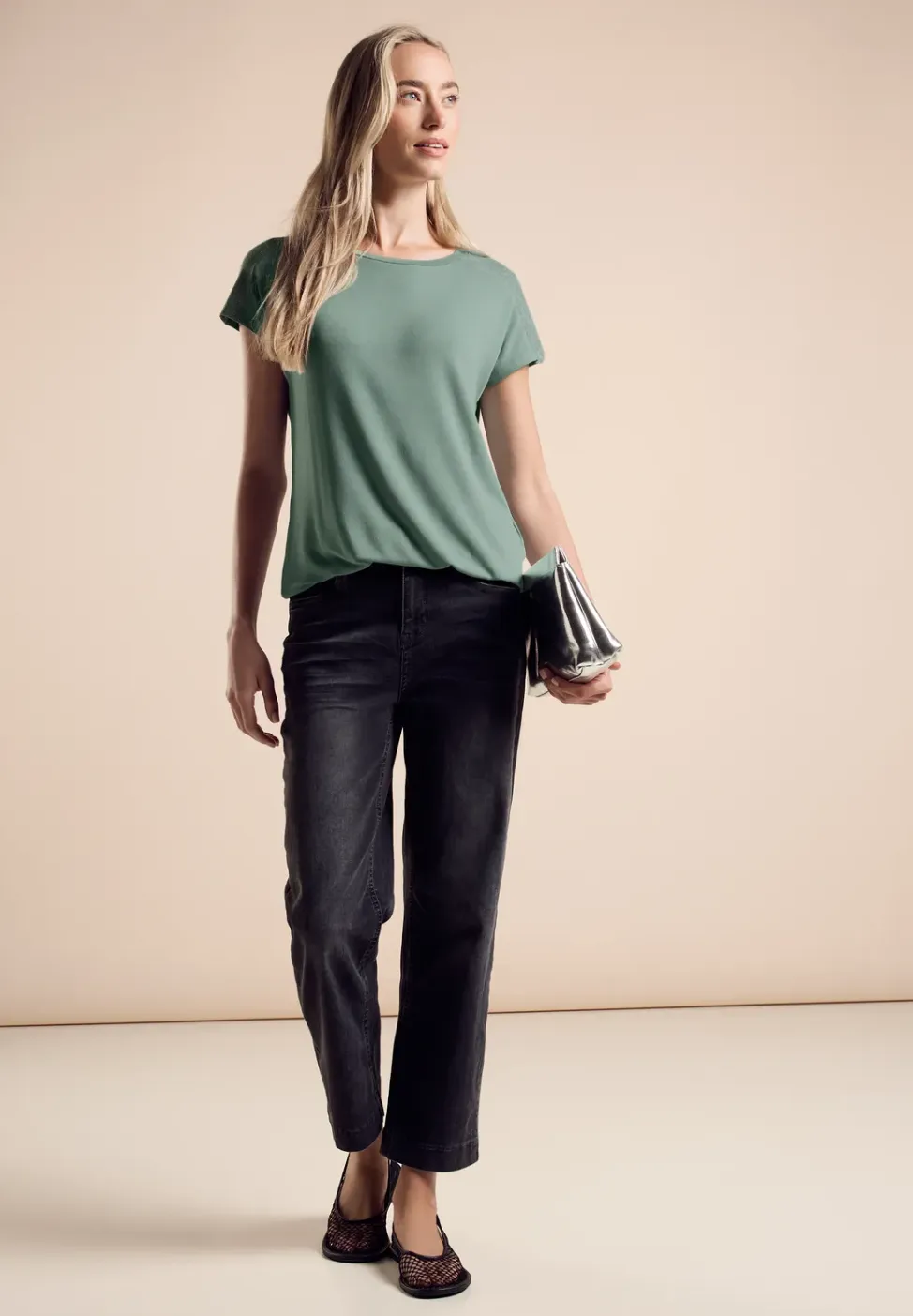 T-shirt met glanzend detail