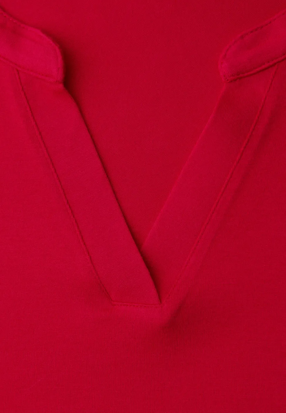 T-shirt met split neck en elastische zoom