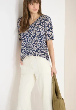 T-shirt met V-hals en bloemenprint