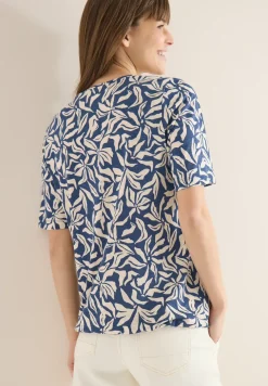 T-shirt met V-hals en bloemenprint