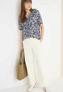 T-shirt met V-hals en bloemenprint