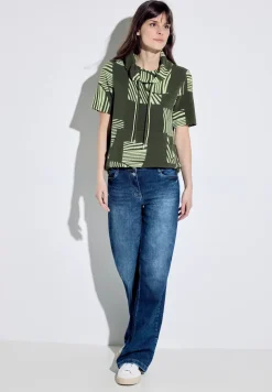 T-shirt met zeer ruime kraag