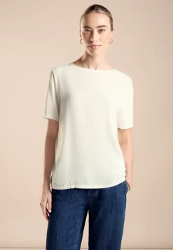 T-shirt van materiaalmix