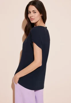 T-shirt van materiaalmix