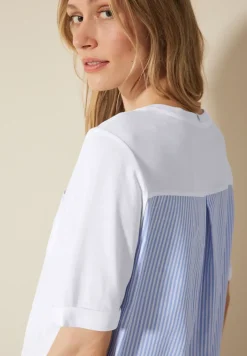 T-shirt van materiaalmix
