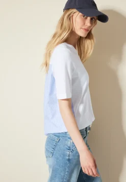 T-shirt van materiaalmix