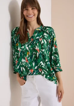 Tuniek met 3/4 mouwen, gespleten hals en print