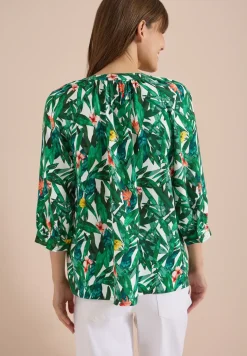 Tuniek met 3/4 mouwen, gespleten hals en print
