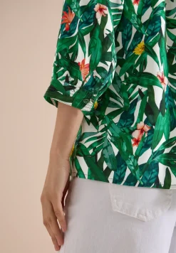 Tuniek met 3/4 mouwen, gespleten hals en print