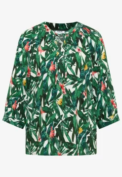Tuniek met 3/4 mouwen, gespleten hals en print