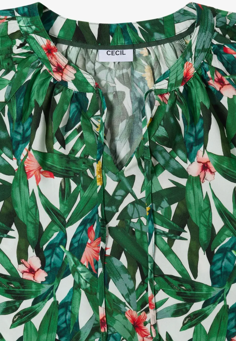 Tuniek met 3/4 mouwen, gespleten hals en print