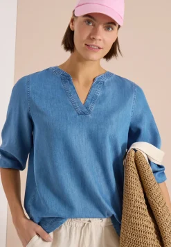 Tuniek met 3/4 mouwen in denimlook
