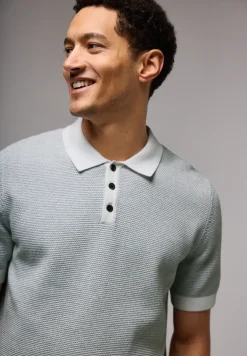 Tweekleurig gestructureerd poloshirt