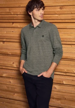 Tweekleurige polo met lange mouwen