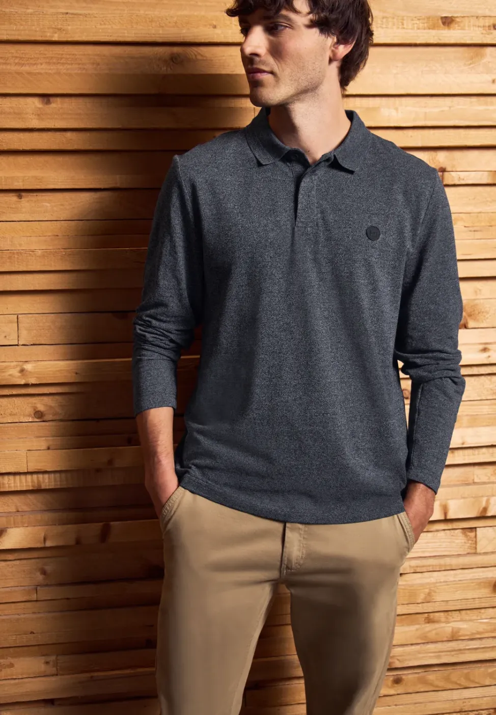 Tweekleurige polo met lange mouwen