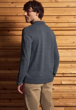 Tweekleurige polo met lange mouwen