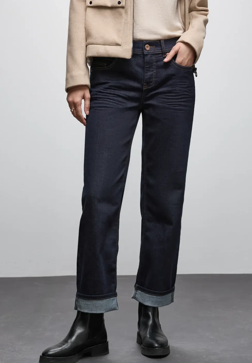 Uitgerolde straight leg jeans