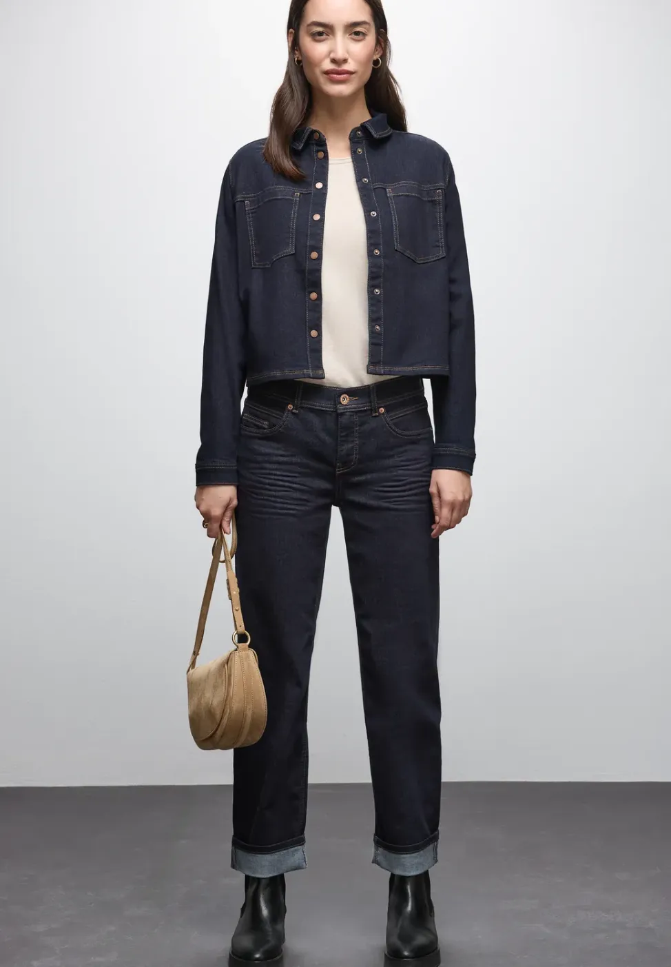 Uitgerolde straight leg jeans