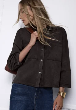 Velours overhemd blouse