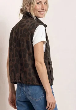 Vest met opstaande kraag en leopatroon