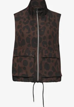 Vest met opstaande kraag en leopatroon
