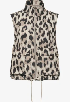 Vest met opstaande kraag en leopatroon