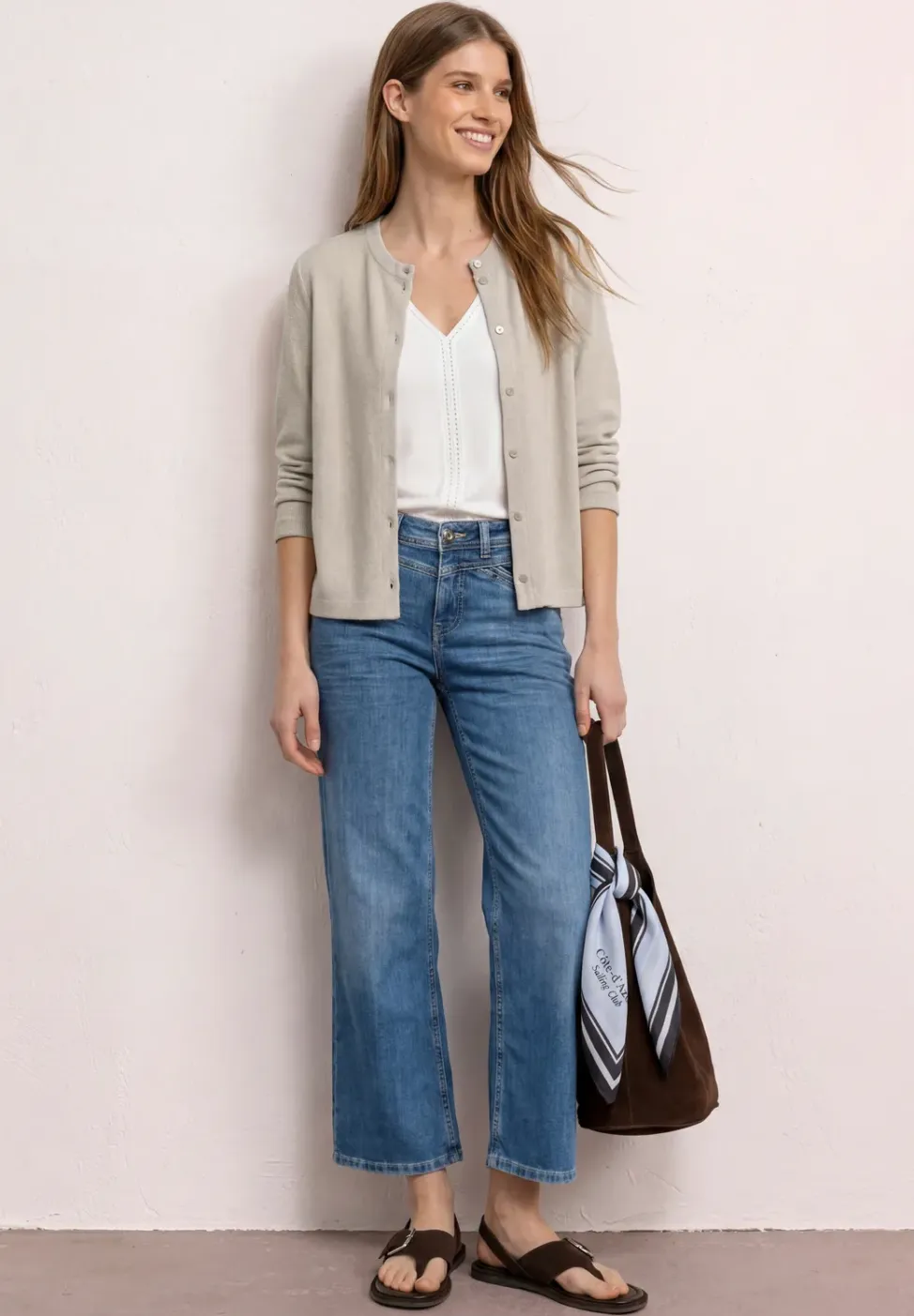 Vest met 3/4 mouwen in een gebreide look